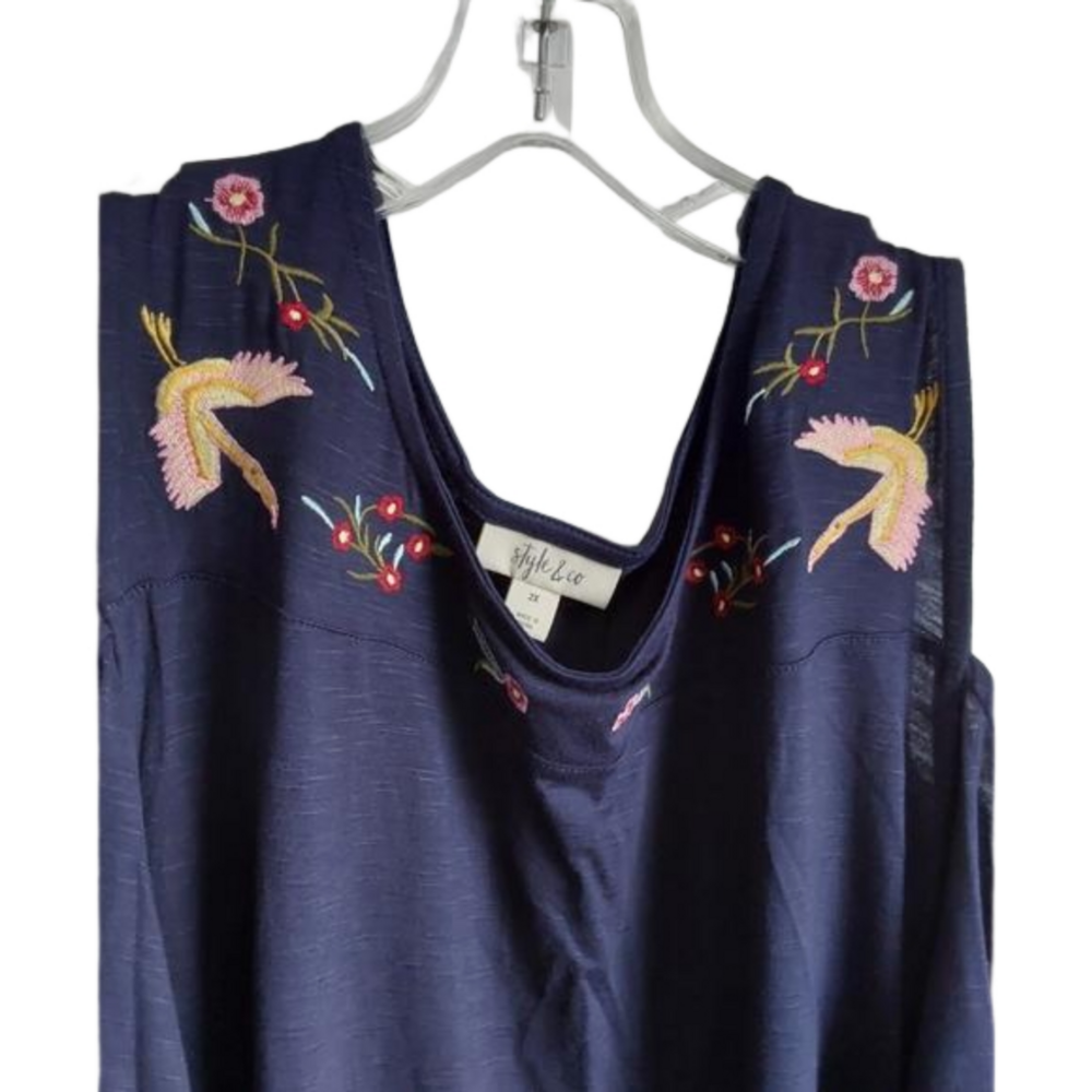 Embroidered Cold Shoulder Top